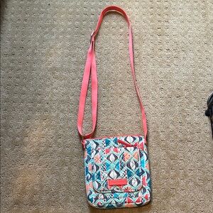 Vera Bradley Geometric Crossbody Bag in Coral and Teal
